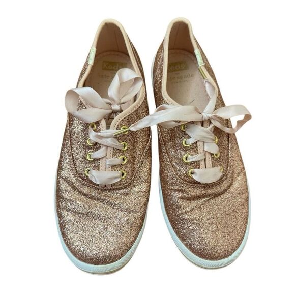 Keds x Kate Spade Rose Gold Glitter Sneakers Girls Size 4 - Picture 7 of 7